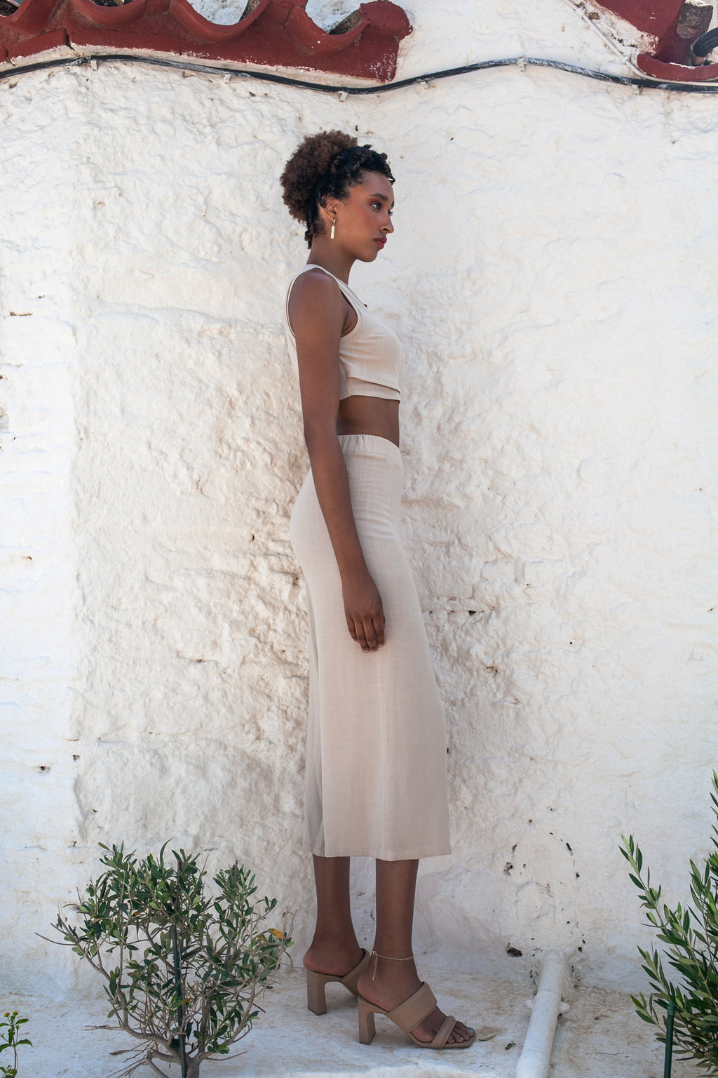 Gaia Top & Zip Culotte Set – White Sand