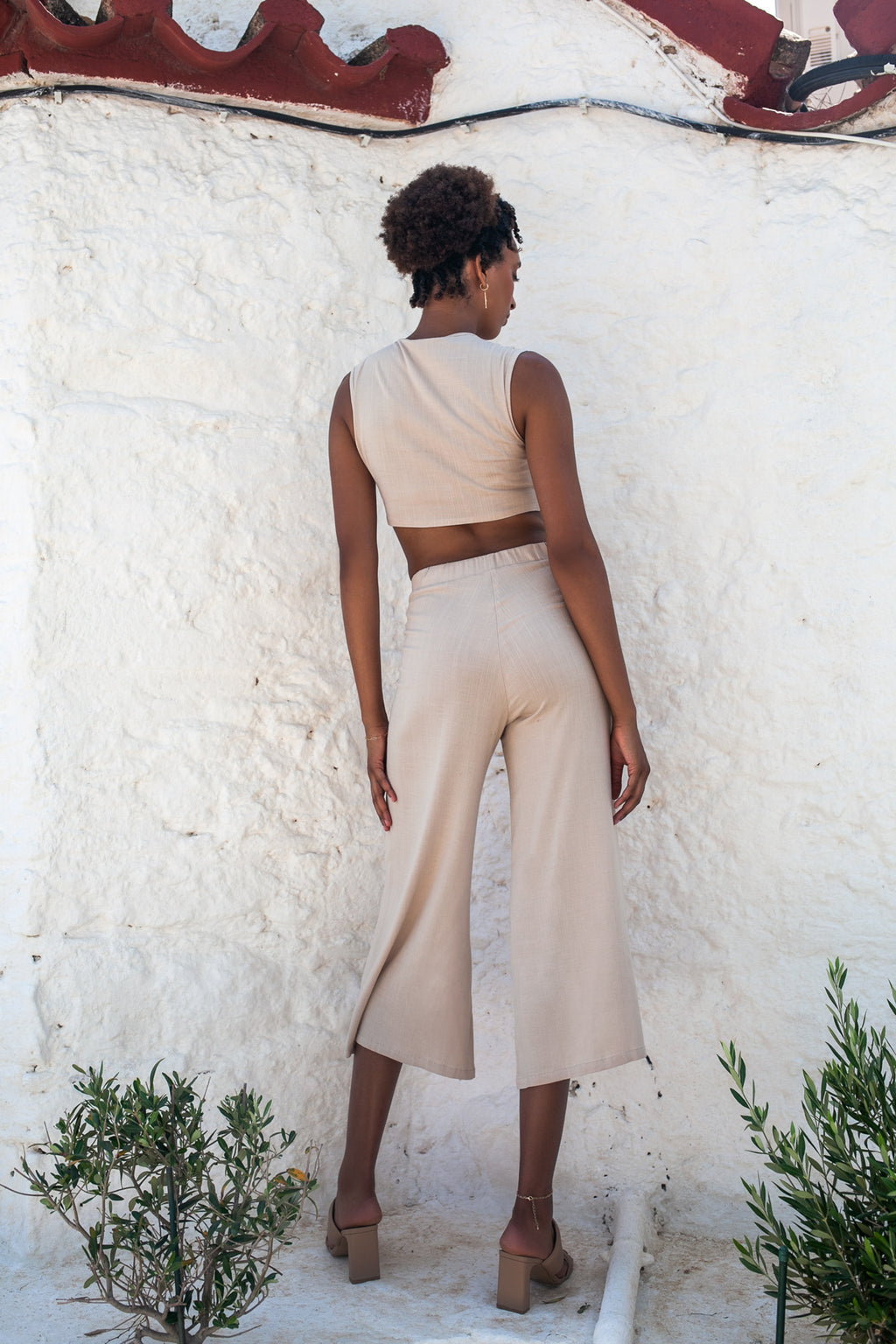 Gaia Top & Zip Culotte Set – White Sand