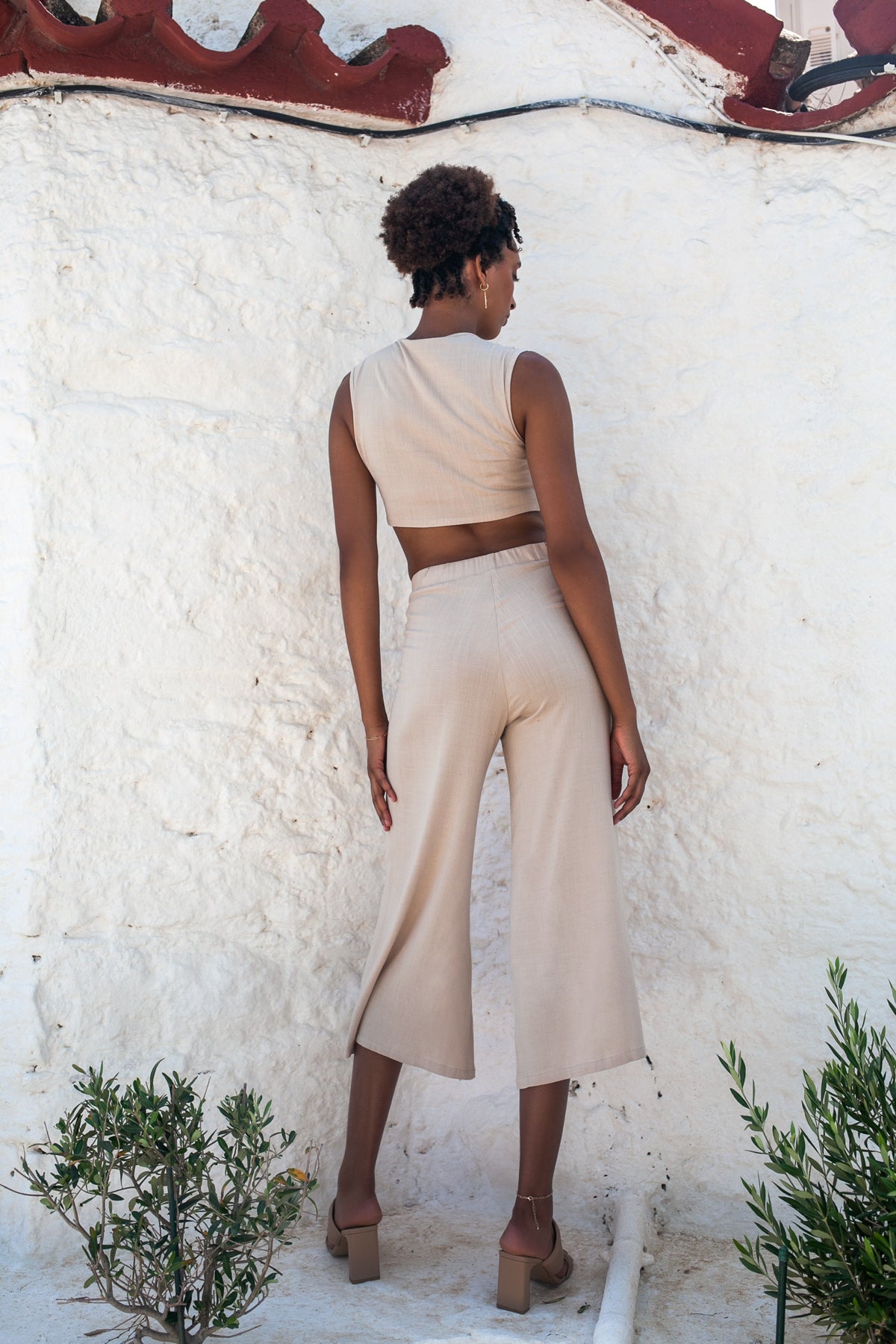 Gaia Top & Zip Culotte Set – White Sand