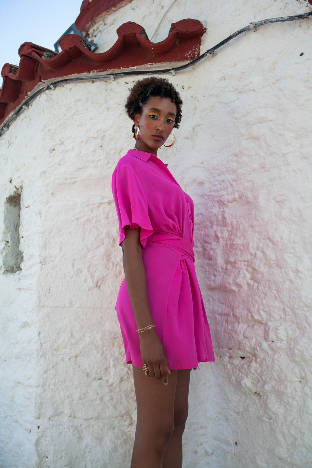 One Way Playsuit - Fuchsia