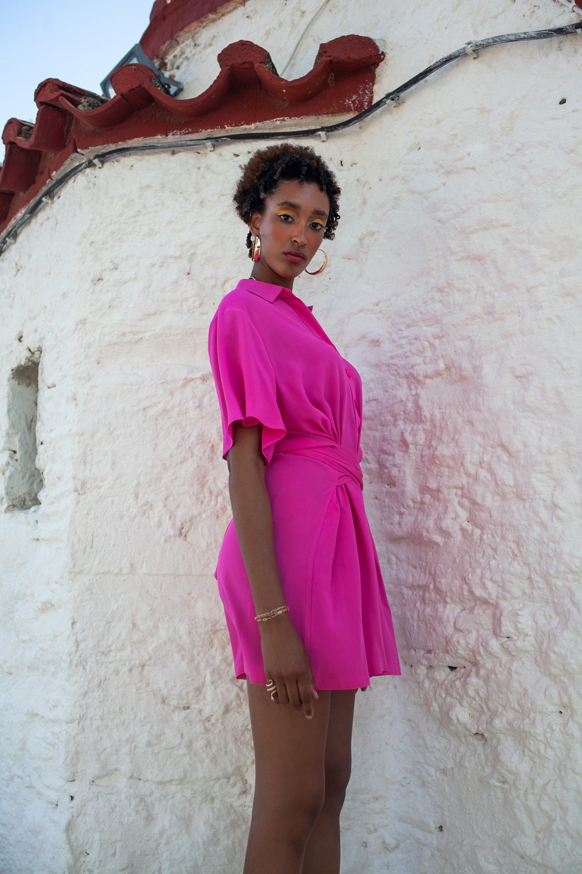 One Way Playsuit - Fuchsia