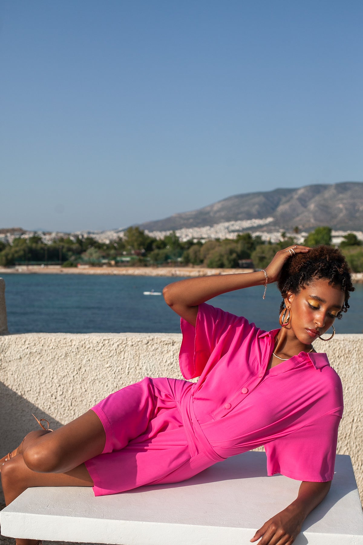 One Way Playsuit - Fuchsia