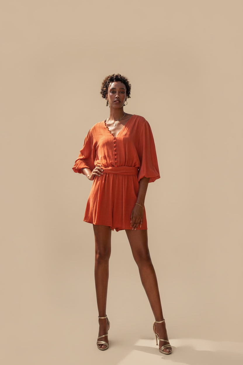 Nostalgia Playsuit - Terracotta 