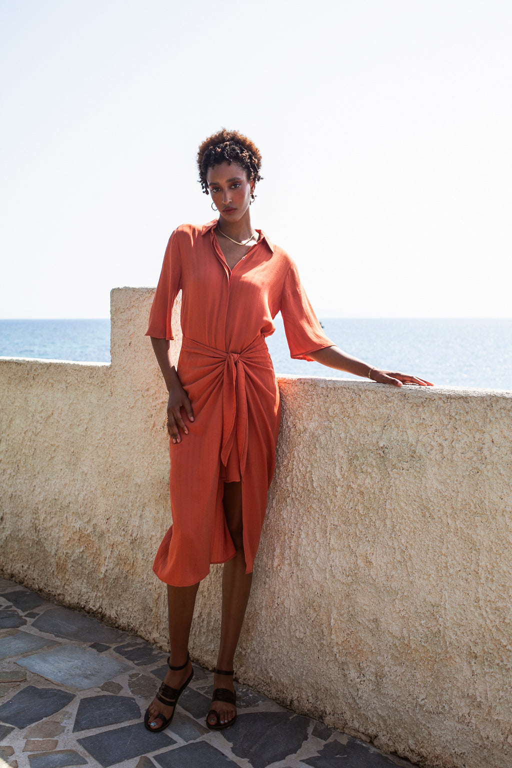 Midi Shirt Dress Romance – Terracotta