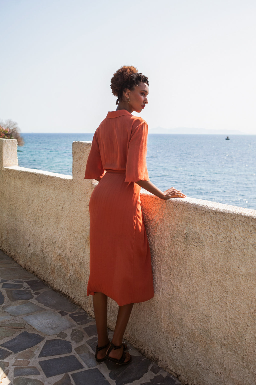 Midi Shirt Dress Romance – Terracotta