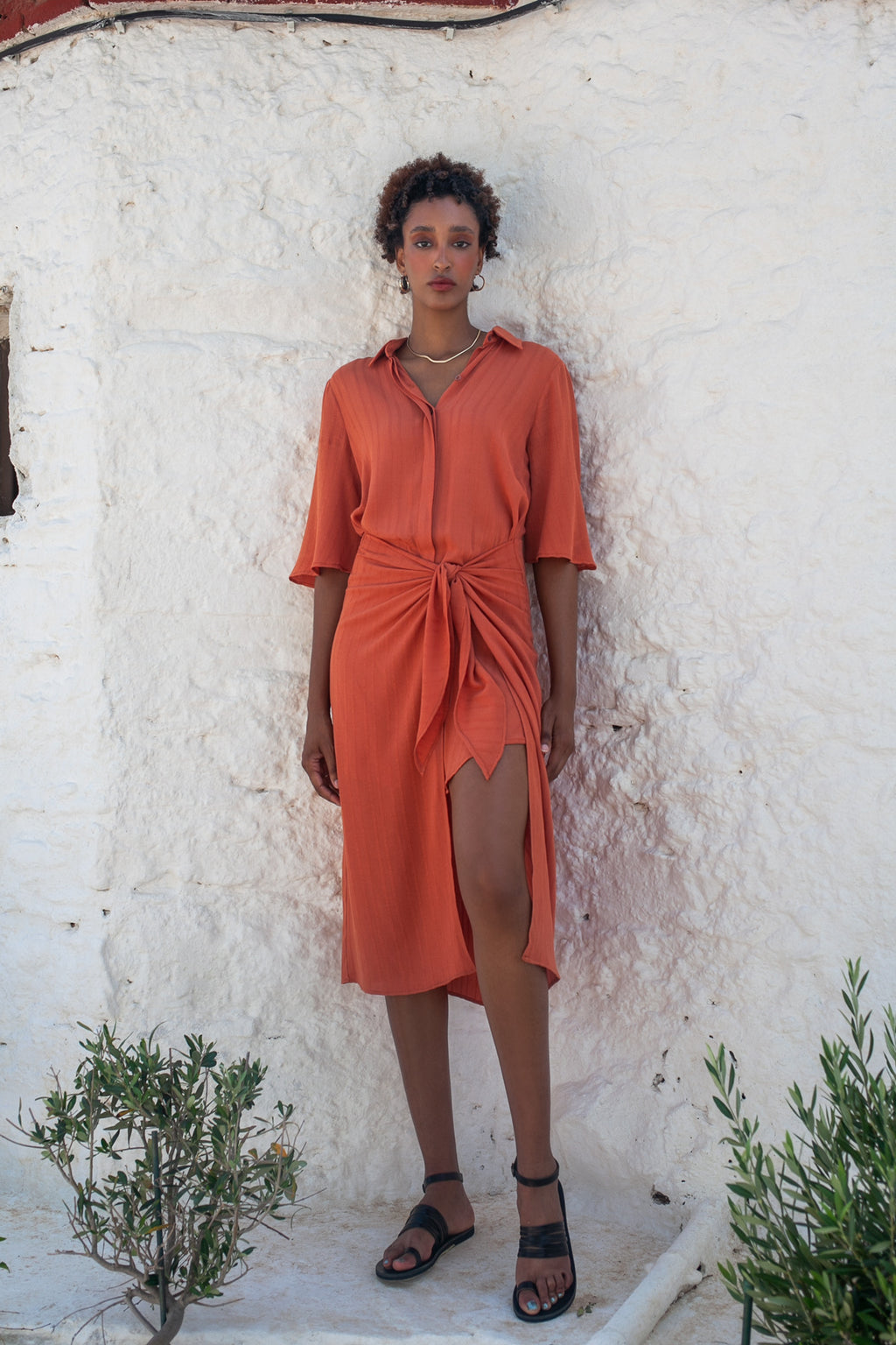 Midi Shirt Dress Romance – Terracotta