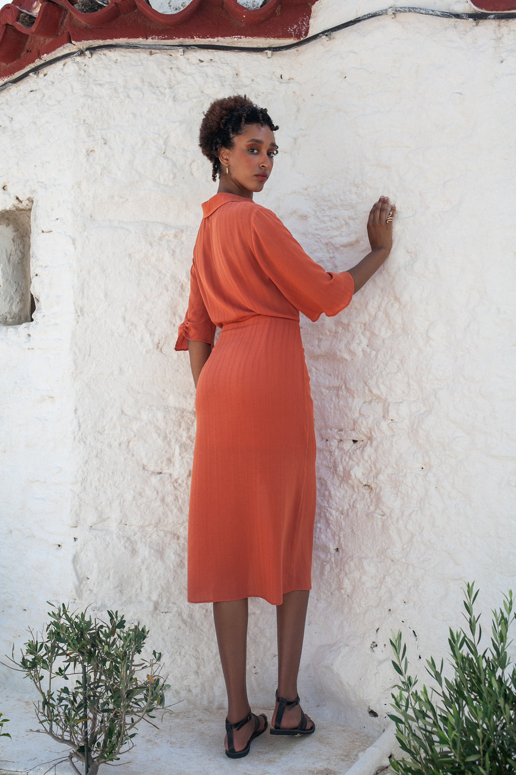 Midi Shirt Dress Romance – Terracotta