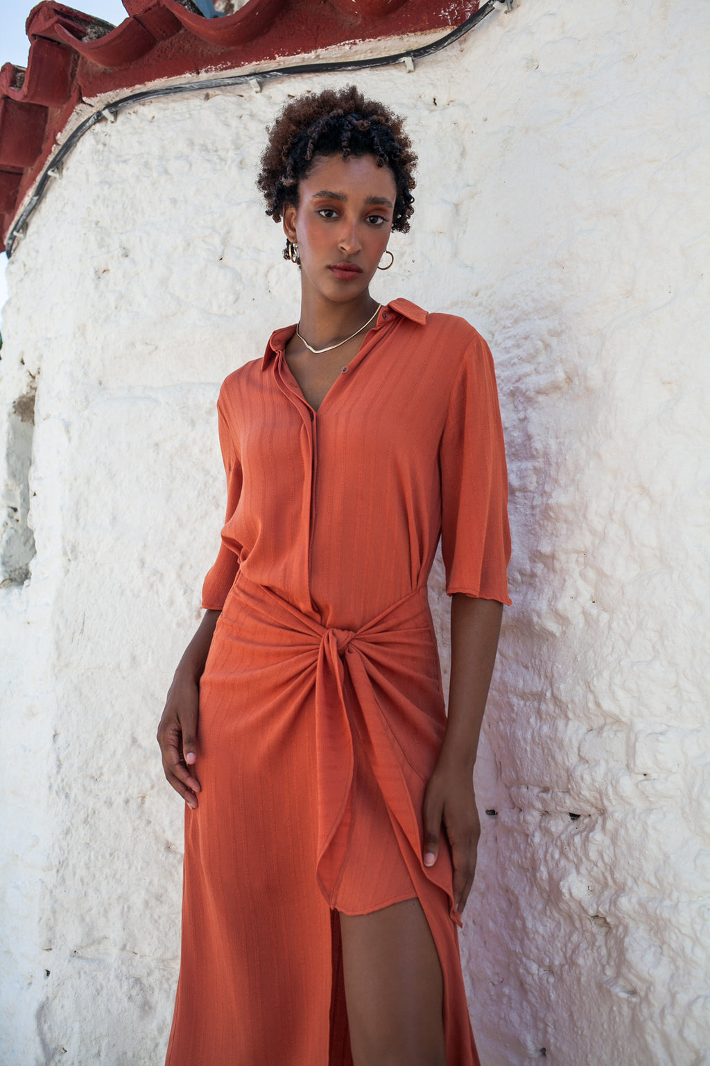 Midi Shirt Dress Romance – Terracotta