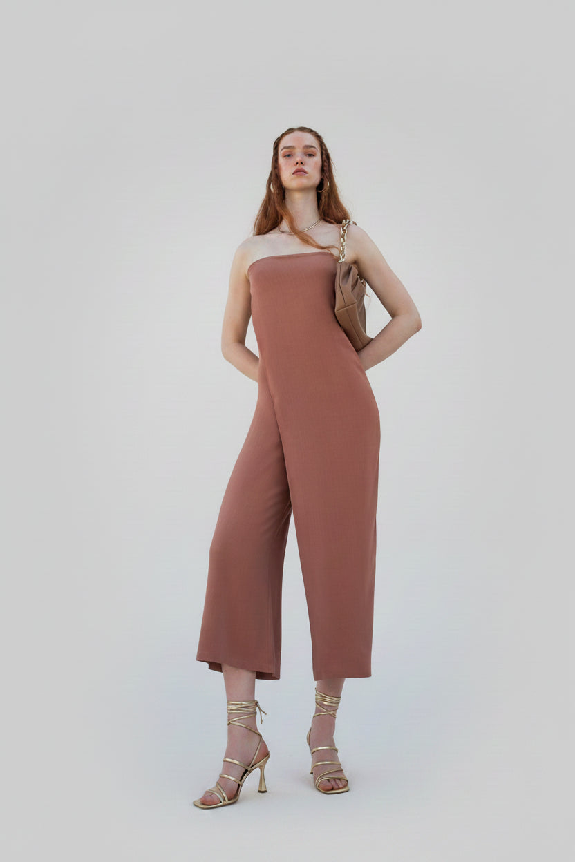Strapless Jumpsuit - Chocolate