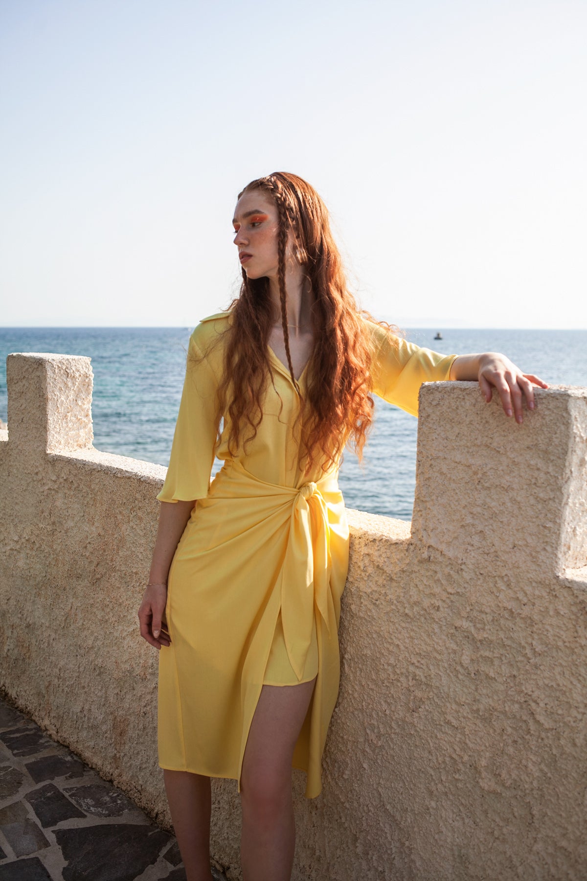 Romance Midi Shirt Dress - Yellow