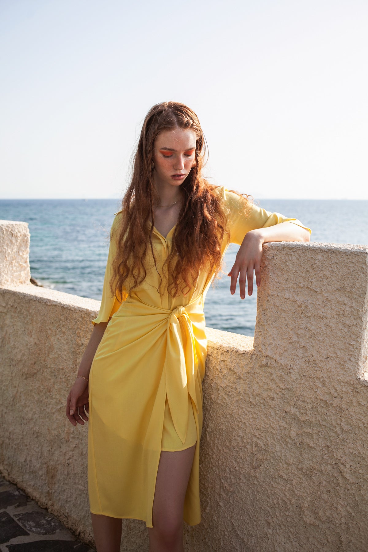 Romance Midi Shirt Dress - Yellow