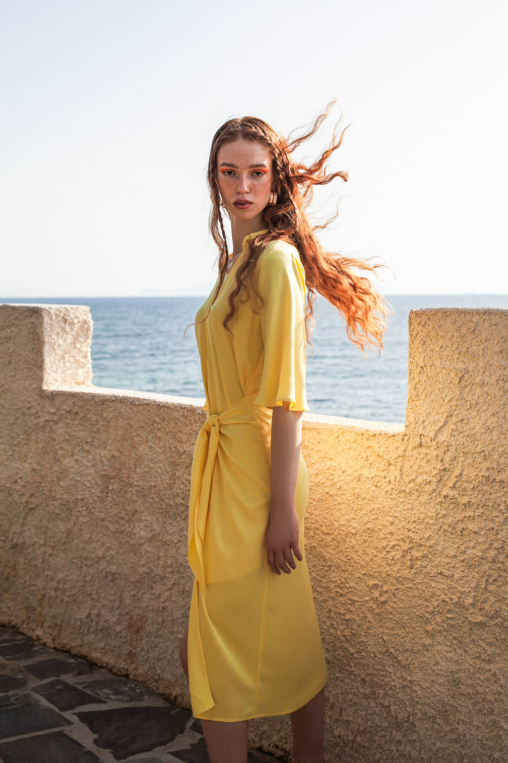 Romance Midi Shirt Dress - Yellow