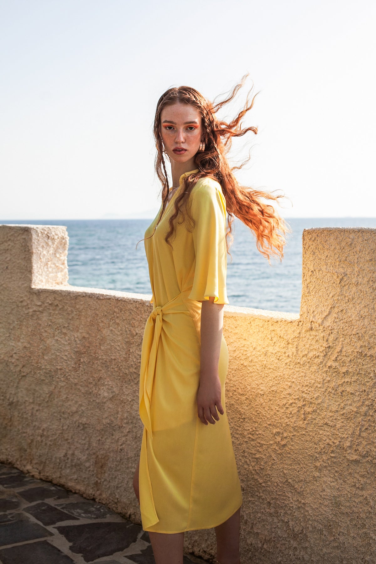 Romance Midi Shirt Dress - Yellow