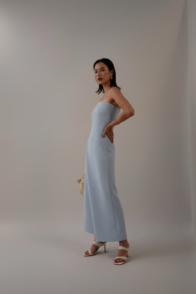 Strapless jumpsuit - Light Blue