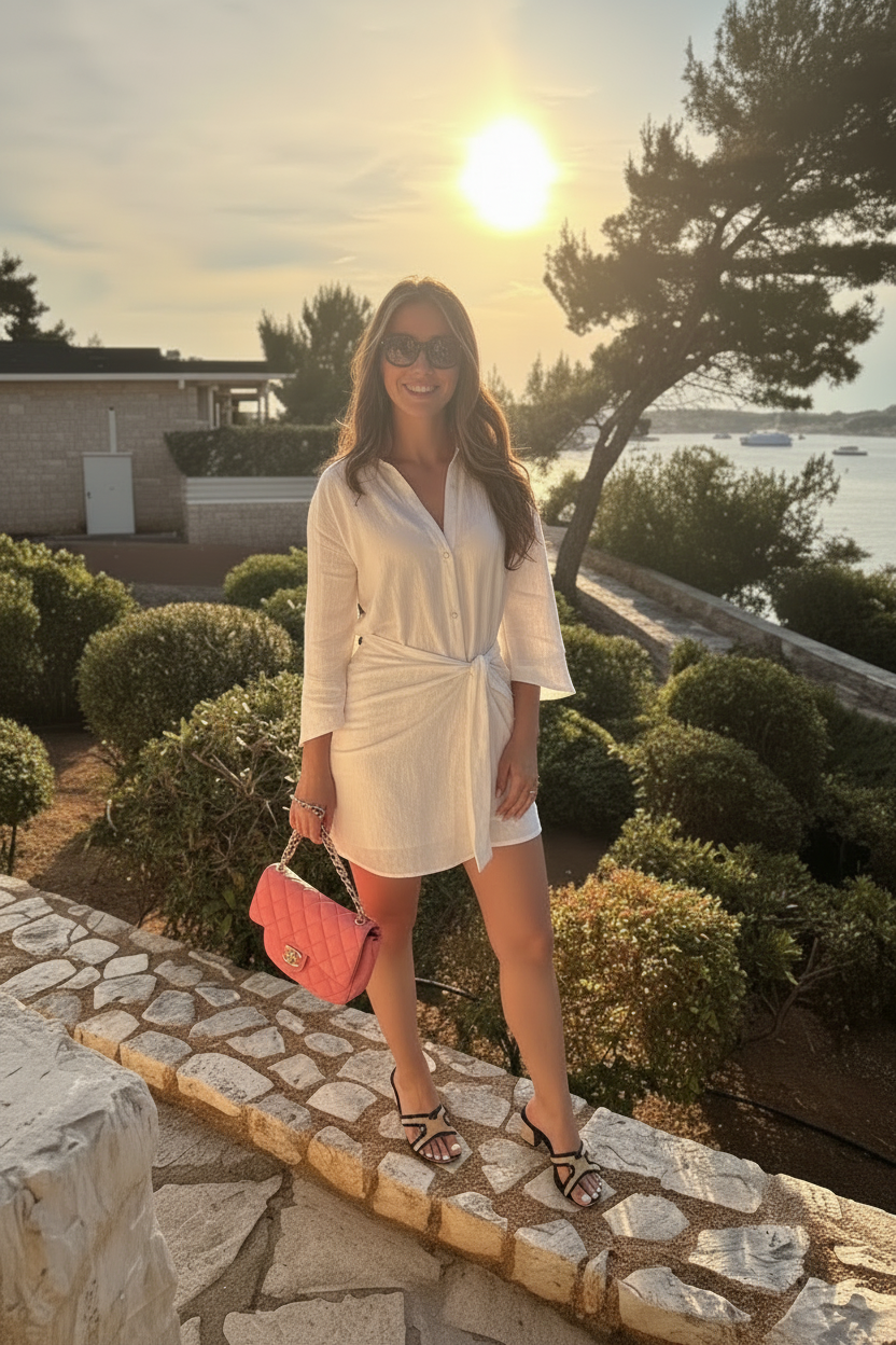 Romance mini shirt dress – White