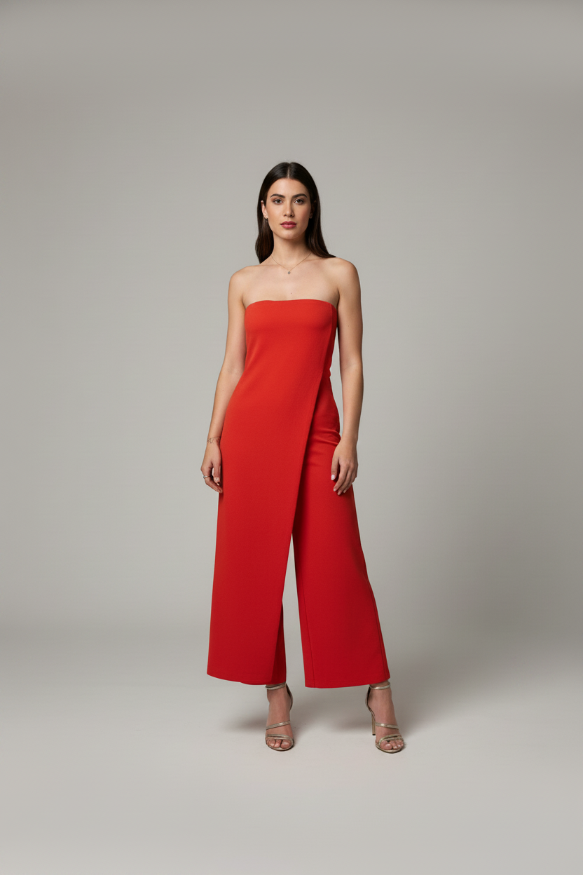 Strapless Jumpsuit – Red