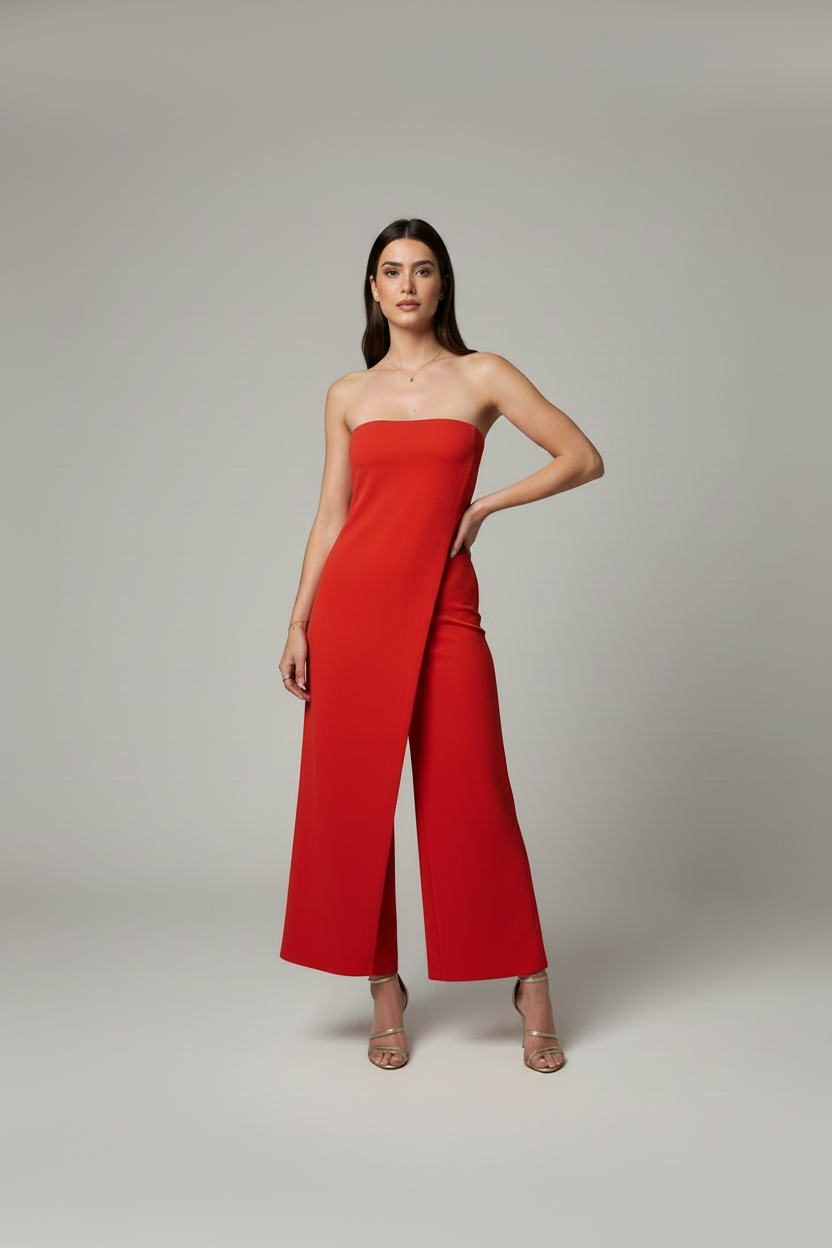 Strapless Jumpsuit – Red