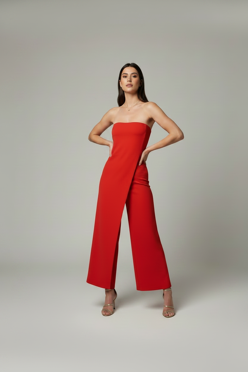 Strapless Jumpsuit – Red