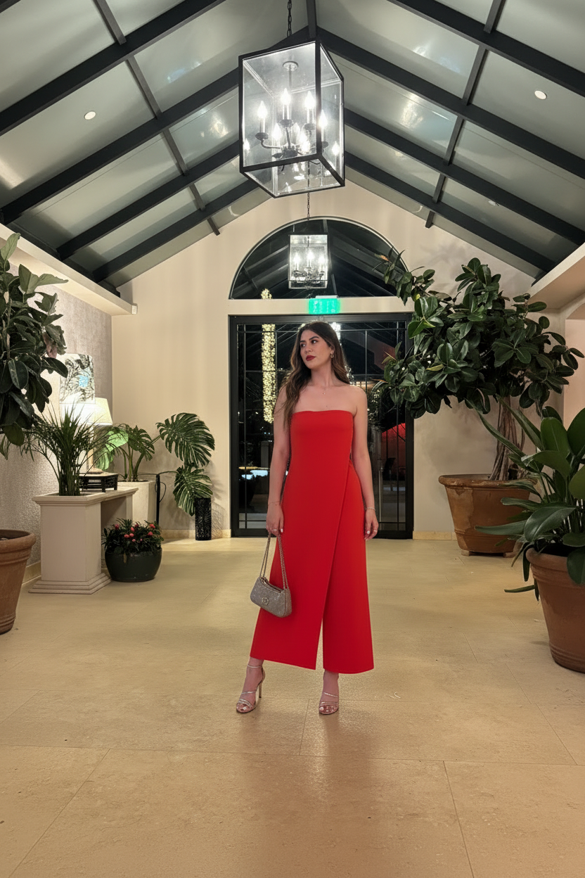 Strapless Jumpsuit – Red