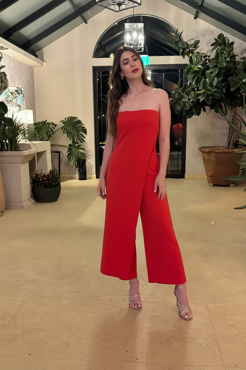 Strapless Jumpsuit – Red
